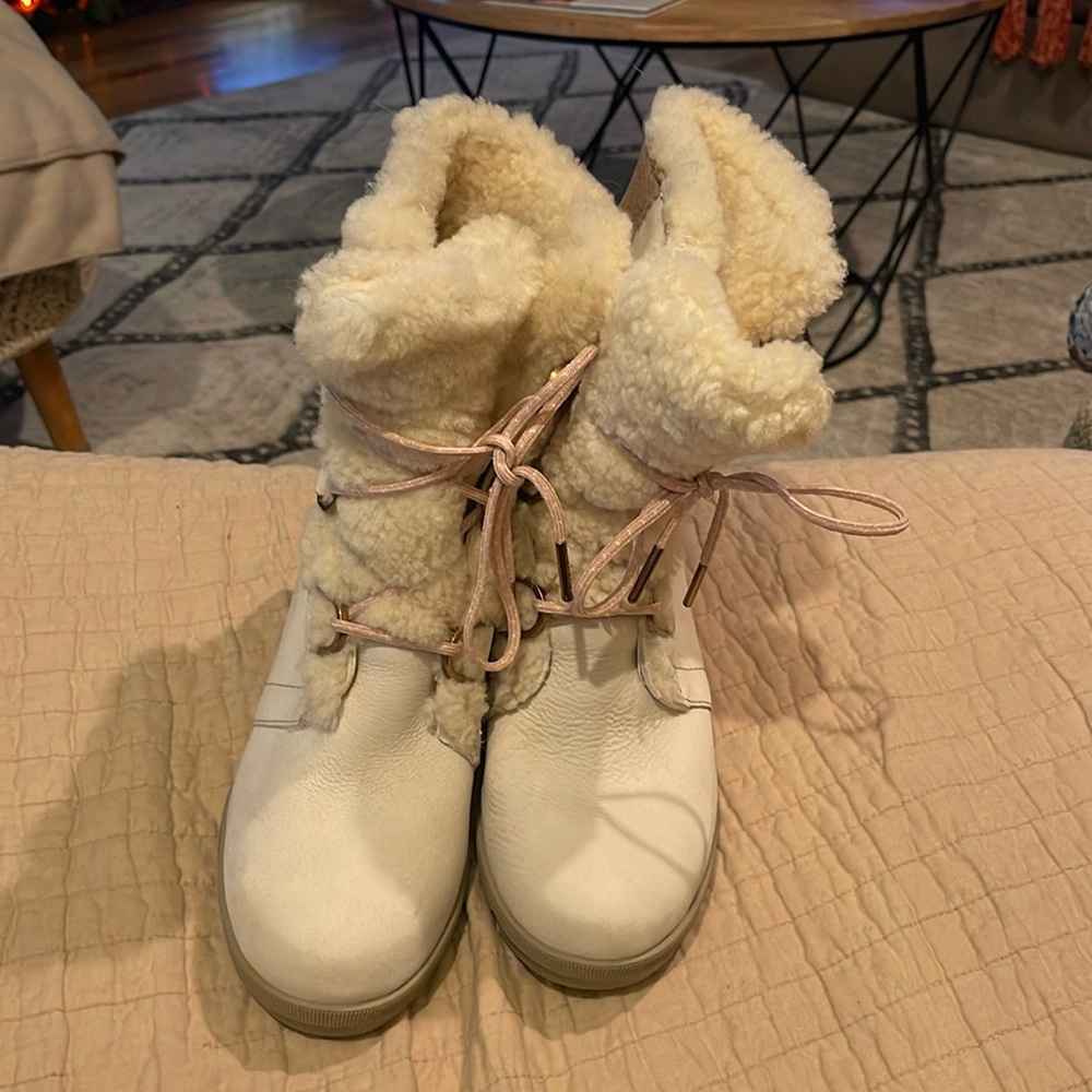 Sorel shearling wedge boots